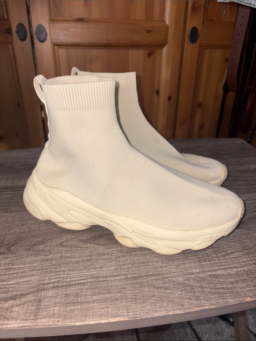 ASOS Cream Knit Sock Sneakers